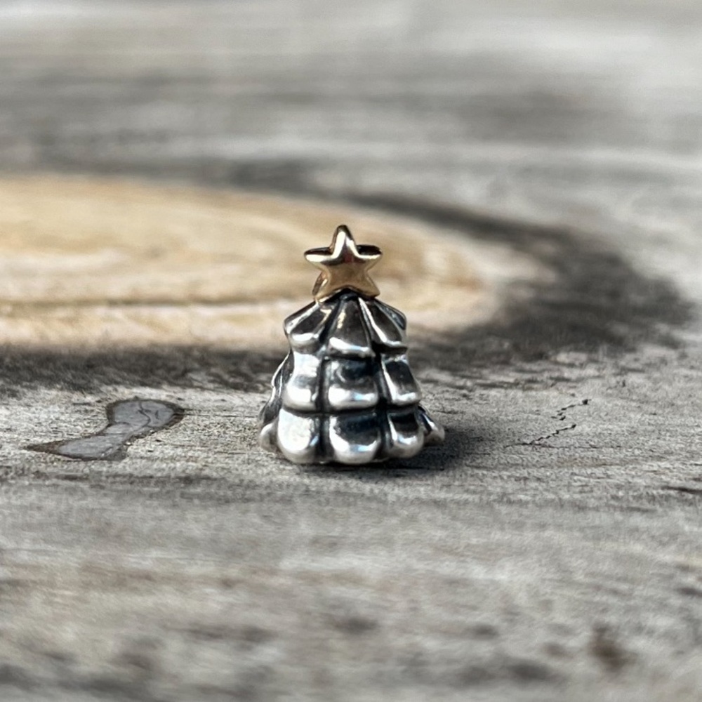 Pandora Christmas Tree 14K Gold & Sterling Silver Charm